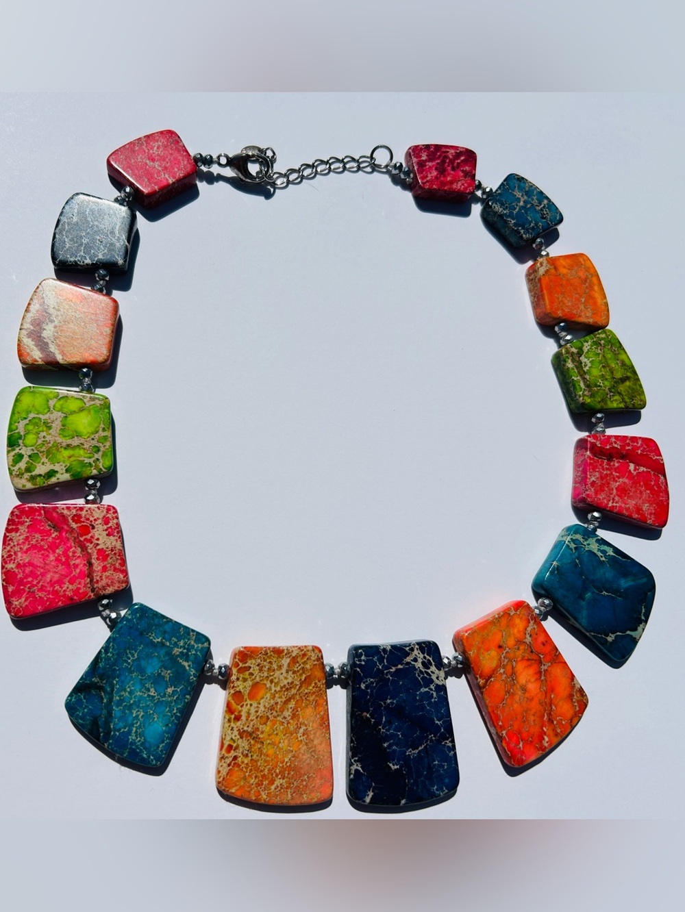 Multicolor Stone Statement Necklace - Vibrant Mixed Colors